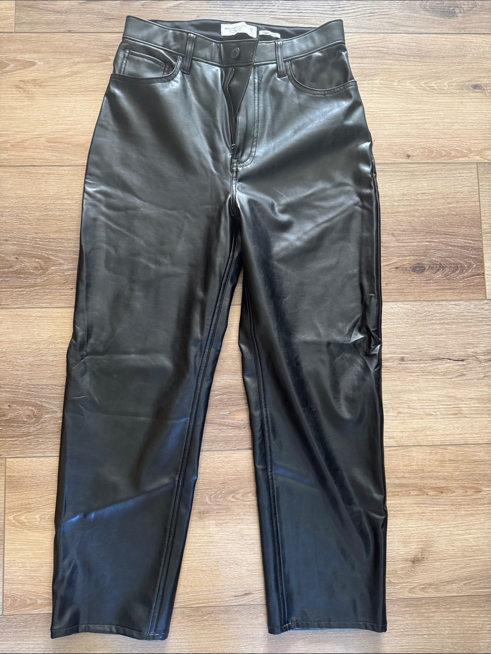 Abercrombie & Fitch Black Vegan Leather Ultra High Rise Pants